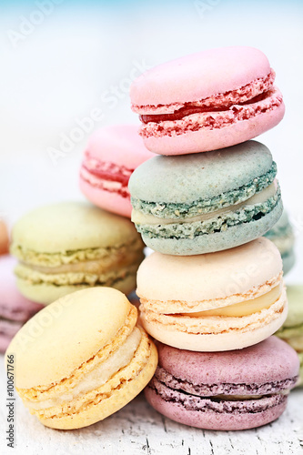 Stacked Pastel Colored Macarons