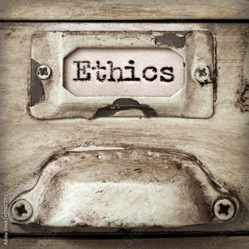 Word Ethics on Vintage Filing Cabinet Drawer Label