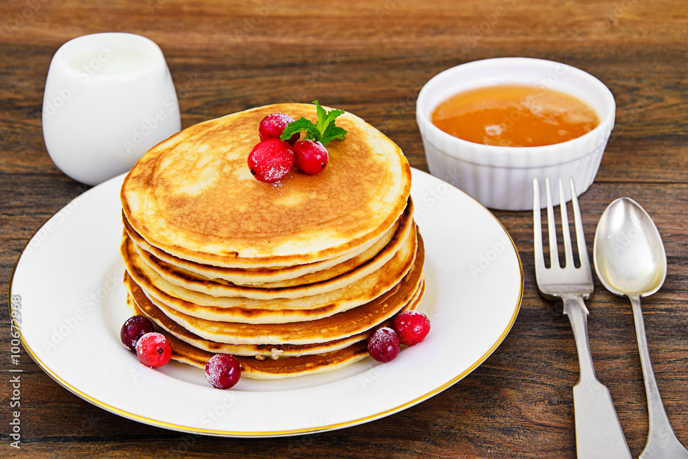 Tasty Pancakes with Cranberry Stack Tasty Pancakes with Cranberry Stack