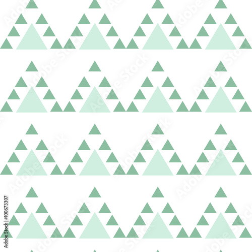 Mint blue triangle seamless pattern. Geometric abstract monochrome background on white.