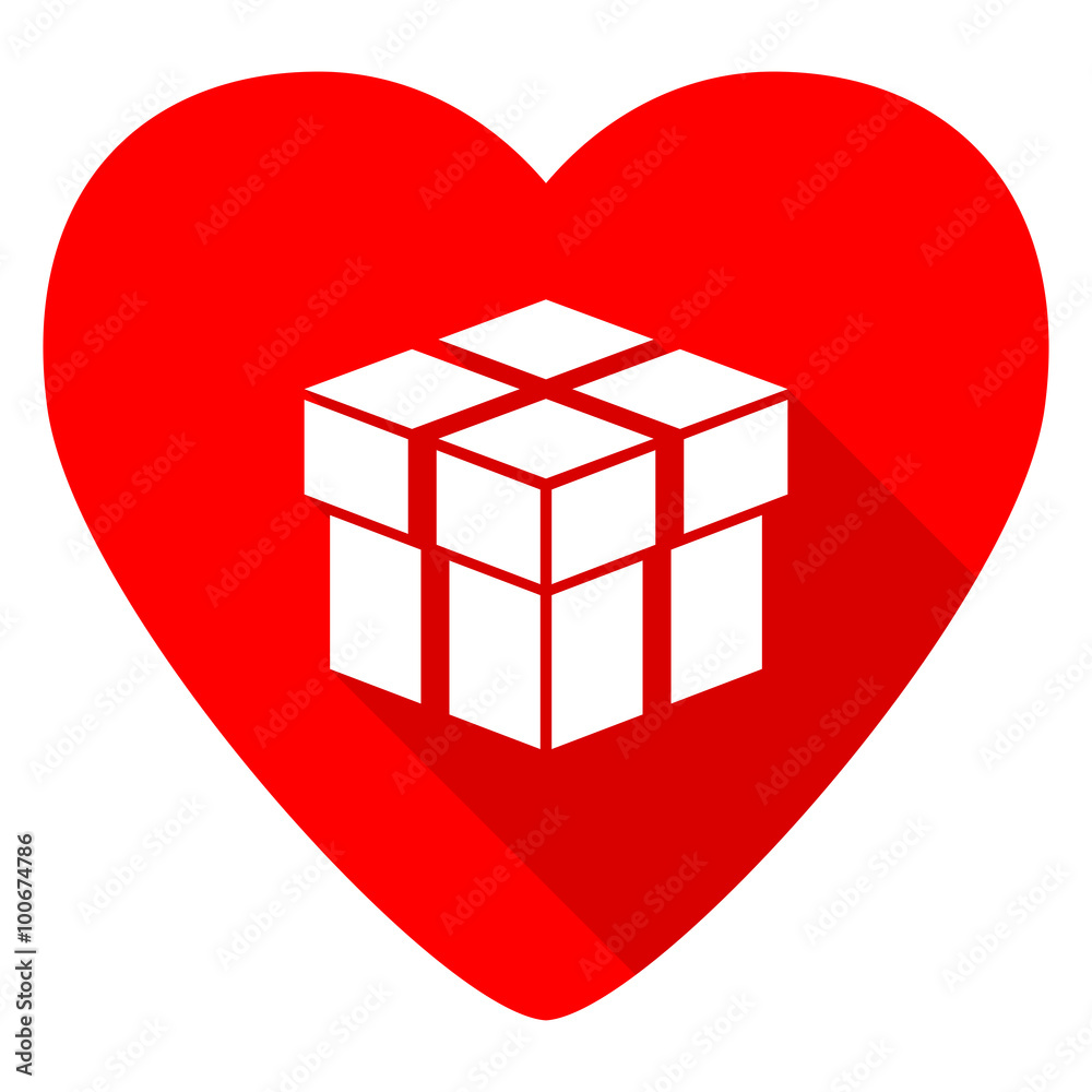 box red heart valentine flat icon box red heart valentine flat icon