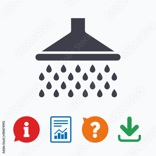 Shower sign icon. Douche with water drops symbol