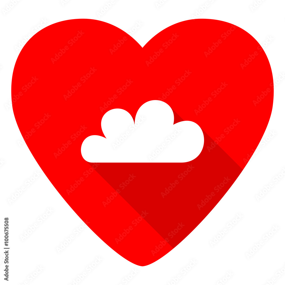 cloud red heart valentine flat icon