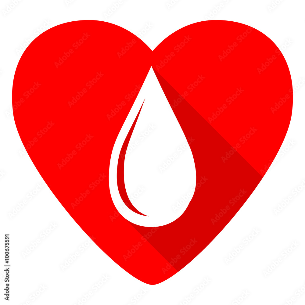 Fototapeta premium water drop red heart valentine flat icon