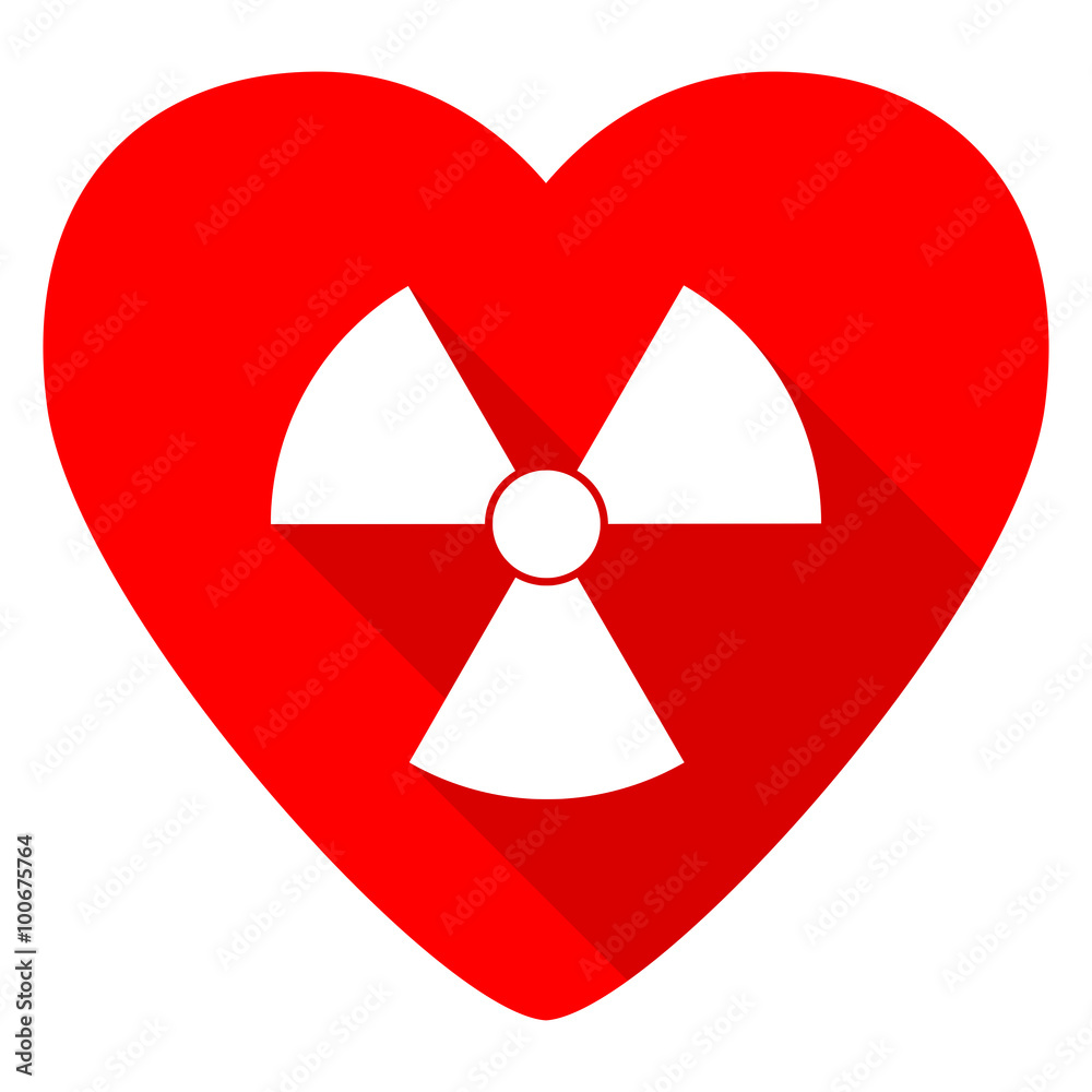 radiation red heart valentine flat icon