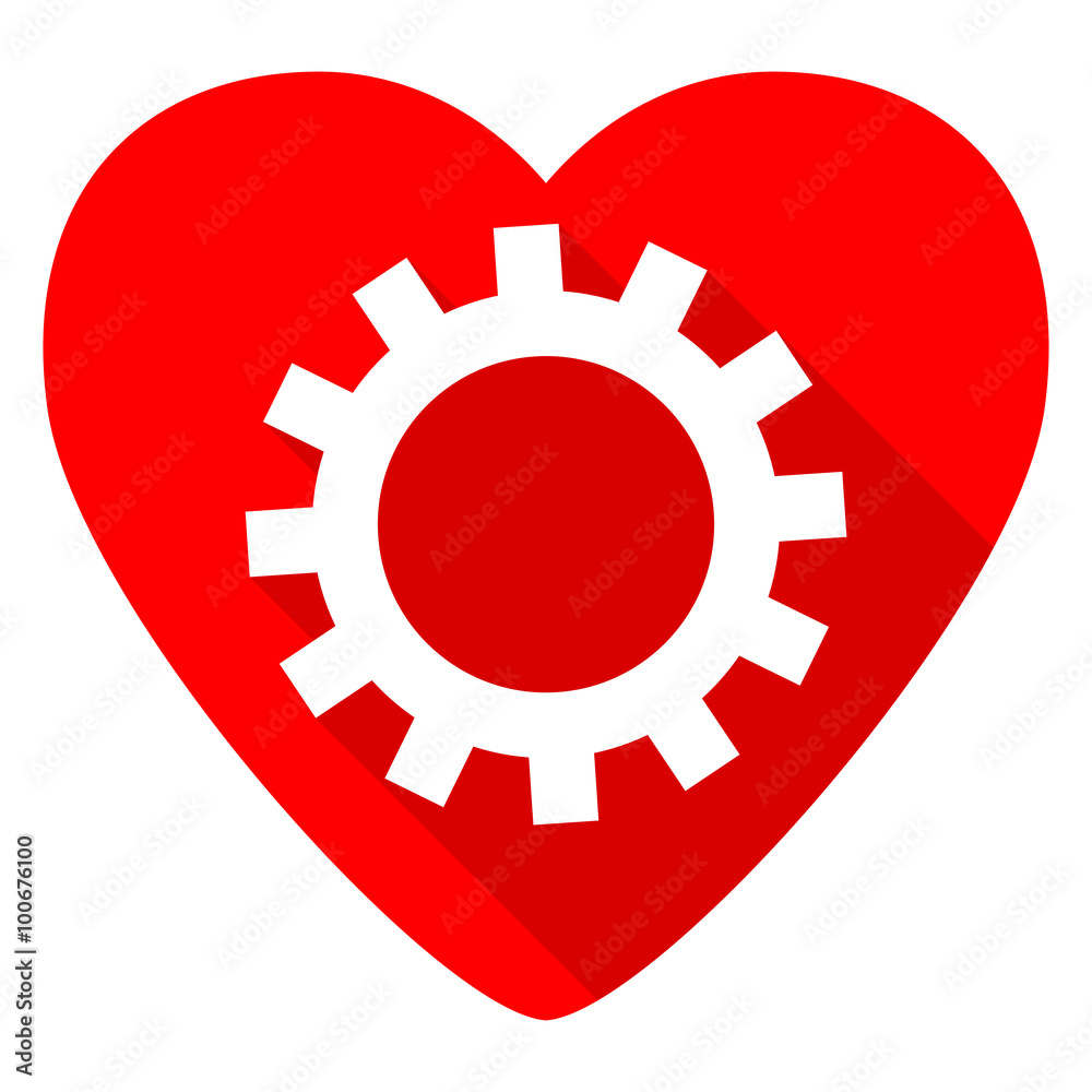 gear red heart valentine flat icon gear red heart valentine flat icon