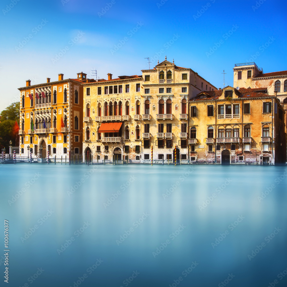 Naklejka premium Venice cityscape, traditional buildings on water grand canal . I