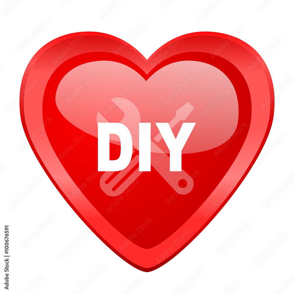diy red heart valentine glossy web icon diy red heart valentine glossy web icon