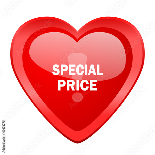 special price red heart valentine glossy web icon