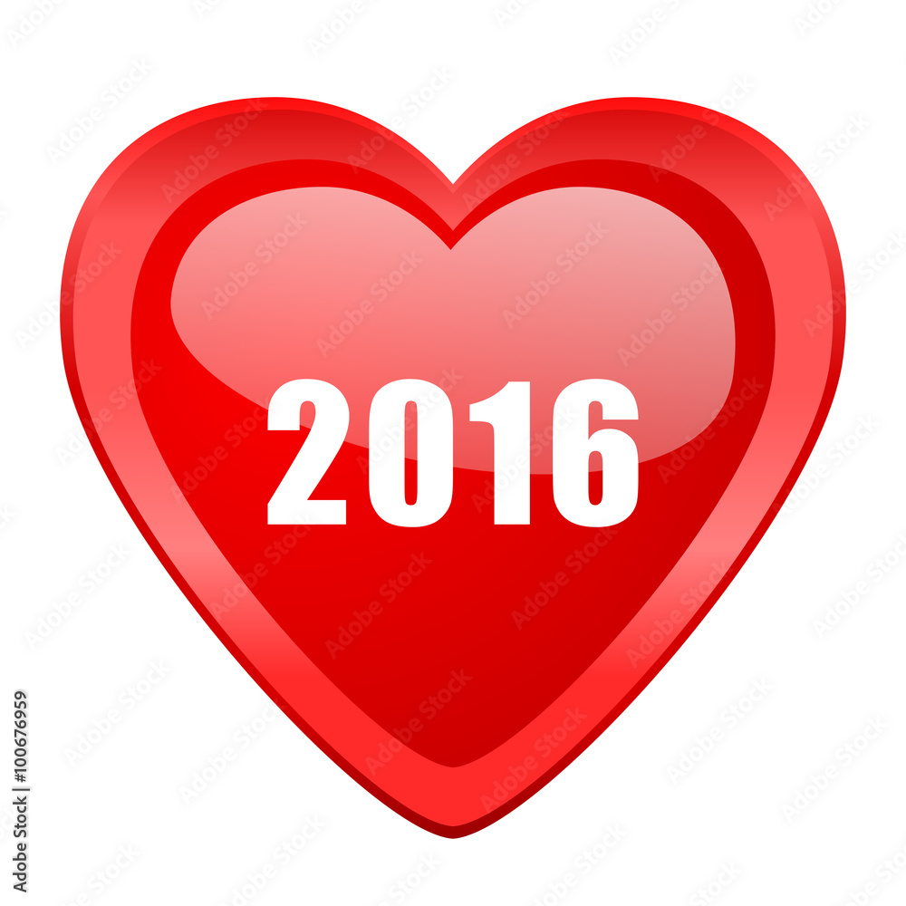 year 2016 red heart valentine glossy web icon year 2016 red heart valentine glossy web icon