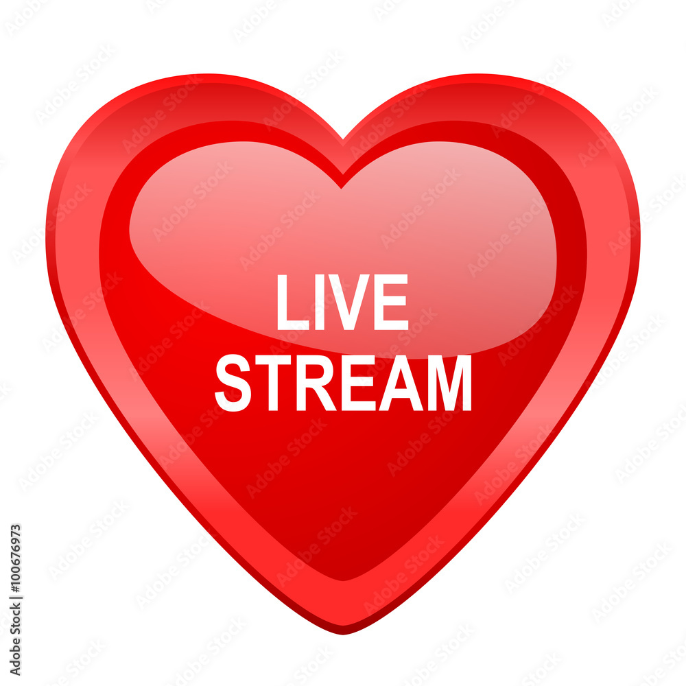 live stream red heart valentine glossy web icon live stream red heart valentine glossy web icon