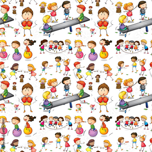 Seamless children playing sports