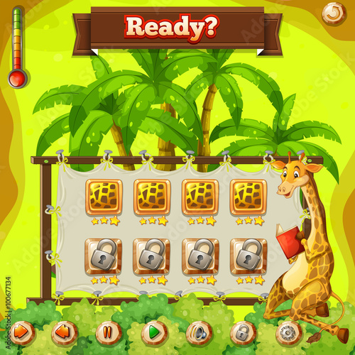 Game template with giraffe in the jungle