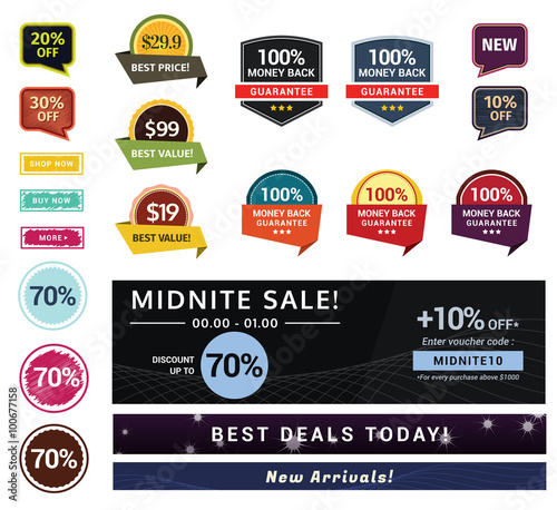 Promotional & Marketing Design Kit. This design kit could be used for email newsletter design, online shop, ads both print and web, etc that suitable with your needs.