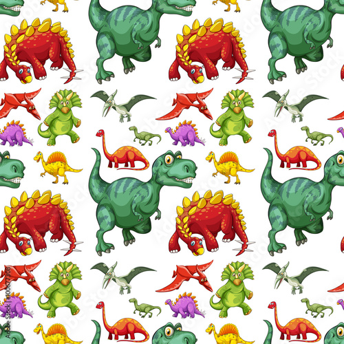 Seamless different kind of dinosaurs