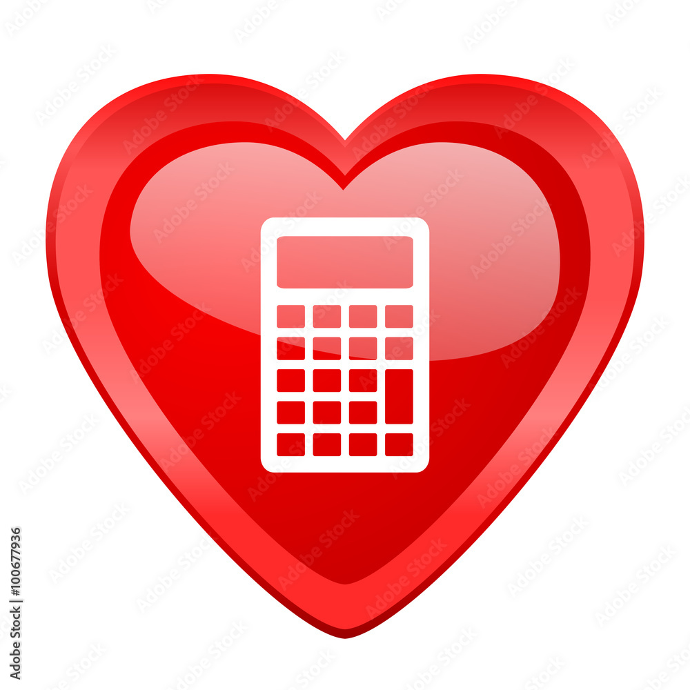 calculator red heart valentine glossy web icon calculator red heart valentine glossy web icon