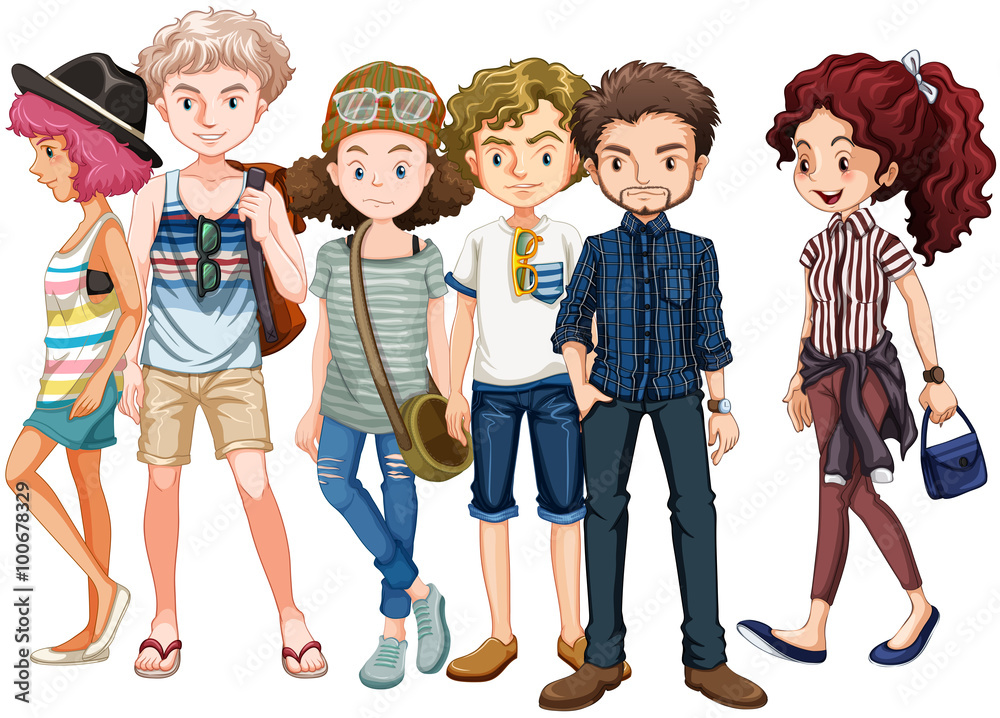Fototapeta premium Hipsters standing in group