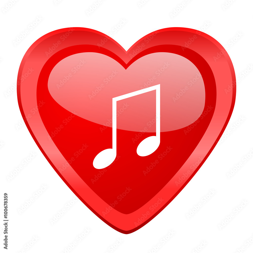 music red heart valentine glossy web icon