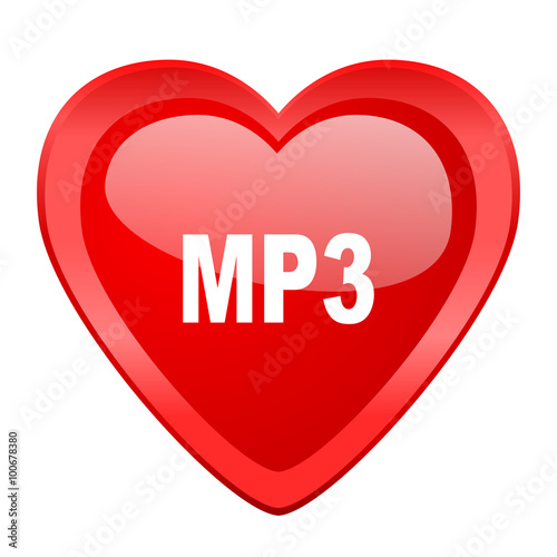 mp3 red heart valentine glossy web icon