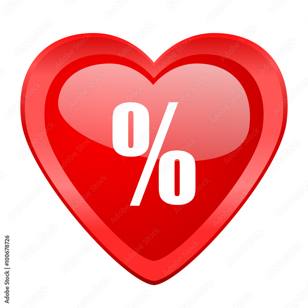 percent red heart valentine glossy web icon percent red heart valentine glossy web icon