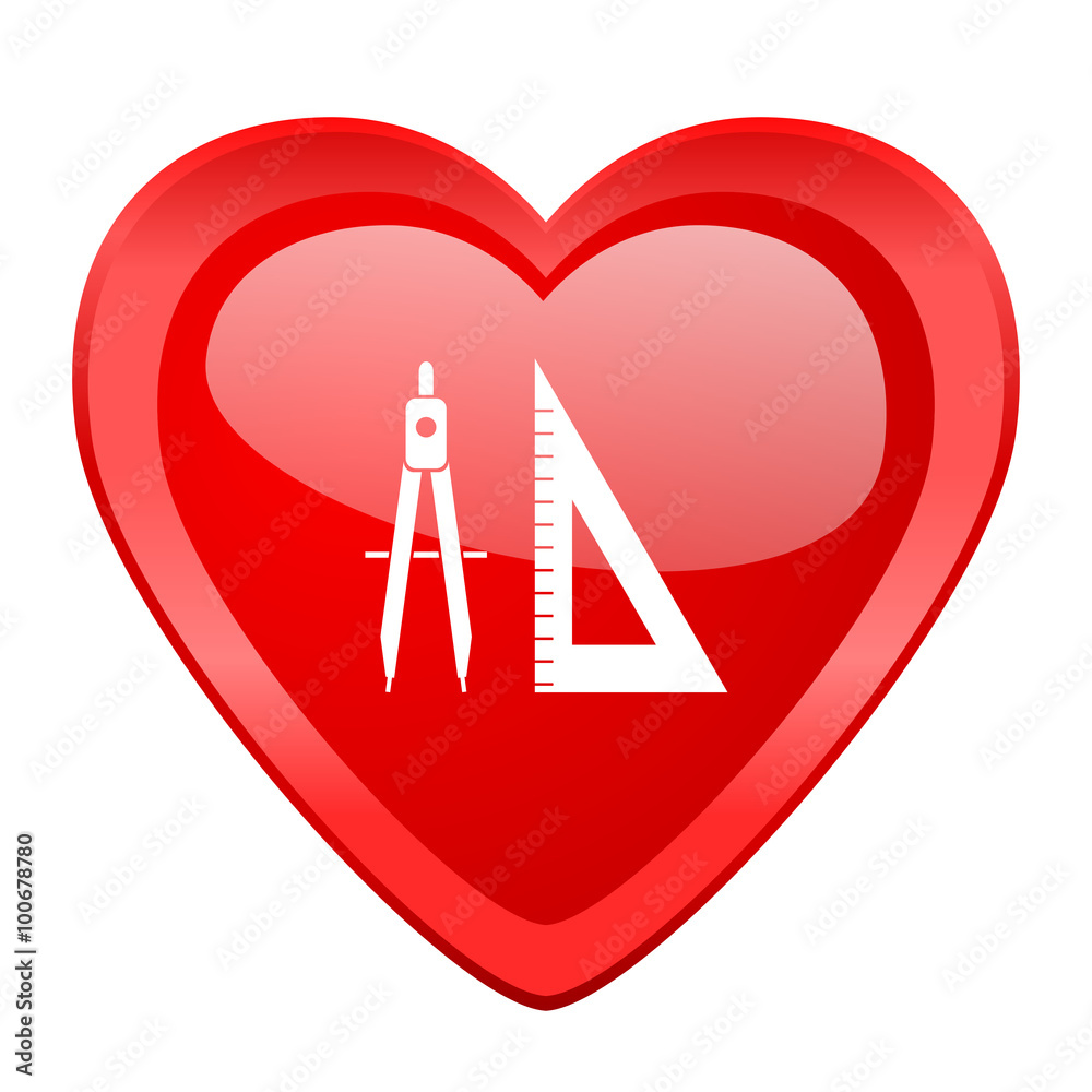 learning red heart valentine glossy web icon learning red heart valentine glossy web icon