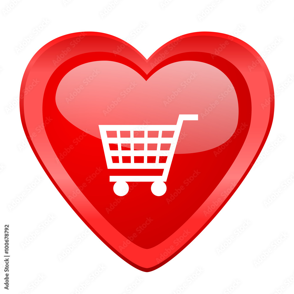 cart red heart valentine glossy web icon cart red heart valentine glossy web icon