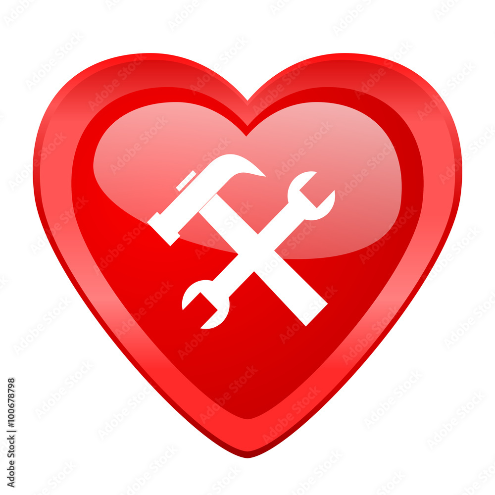 Fototapeta premium tool red heart valentine glossy web icon