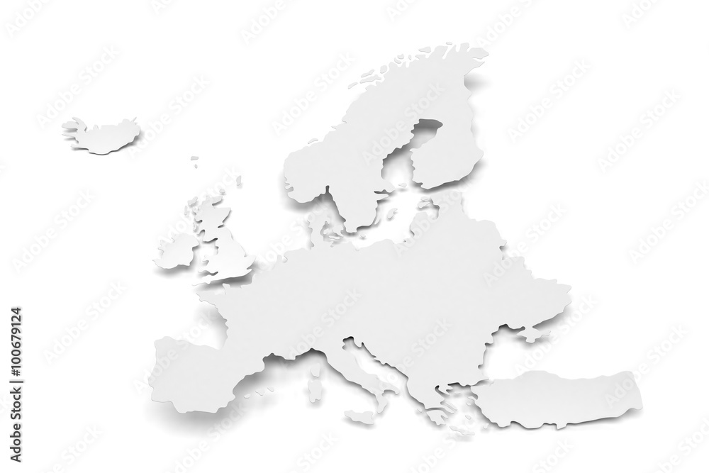 Detail paper map of Europe