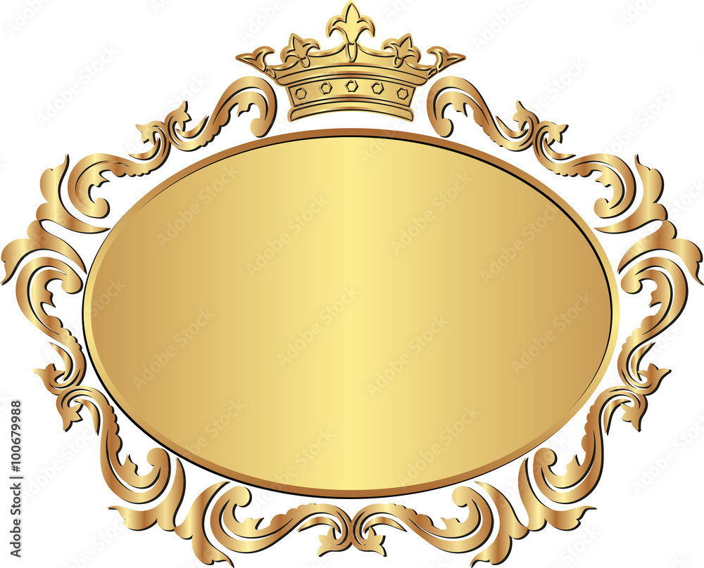 golden royal frame with crown Stock Vector | Adobe Stock