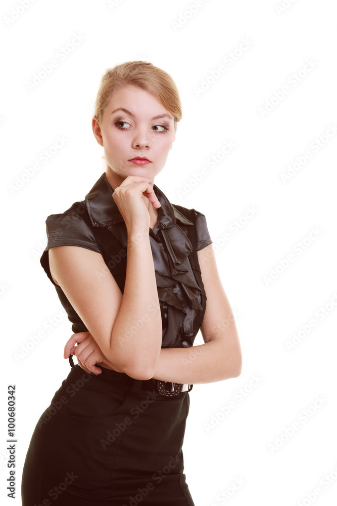 Portrait of thougthful businesswoman pensive woman Portrait of thougthful businesswoman pensive woman