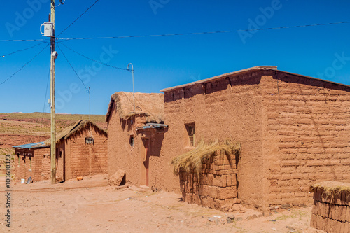 Adobe houses in Cerrillos village on bolivian Altiplano