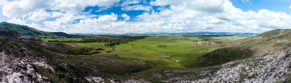 Panorama of Gran Sabana region in National Park Canaima, Venezuela.