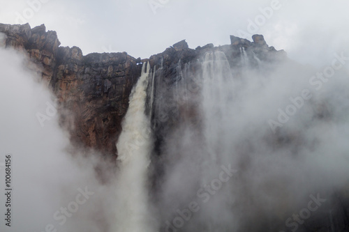 Angel Falls  Salto Angel   the highest waterfall in the world  978 m   Venezuela. Covered in clouds during the rainy season.