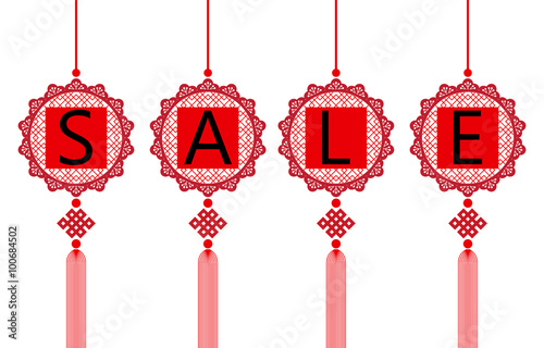 Chinese New Year sale design template poster in red