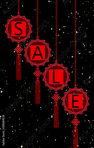 Chinese New Year sale design template poster in red black gold