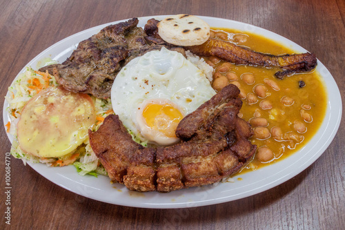 Bandeja Paisa. Typical meal from Colombia.