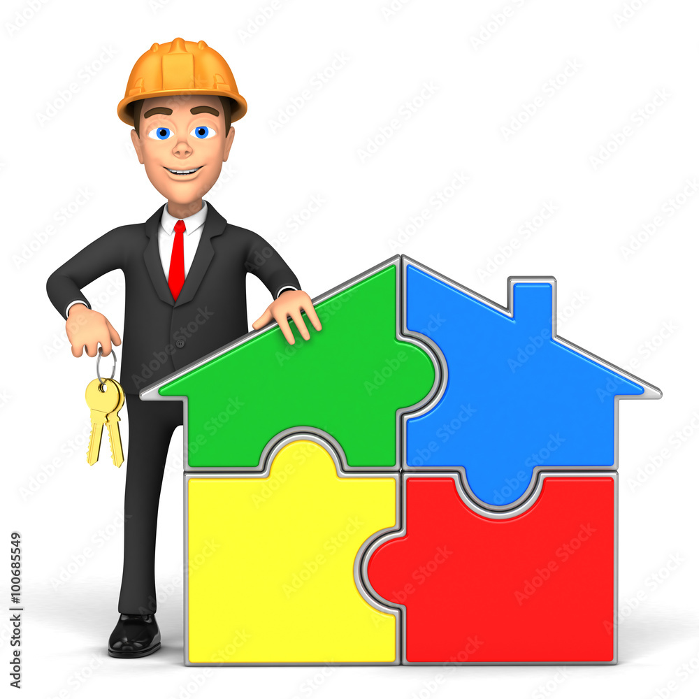 businessman advertises house businessman advertises house