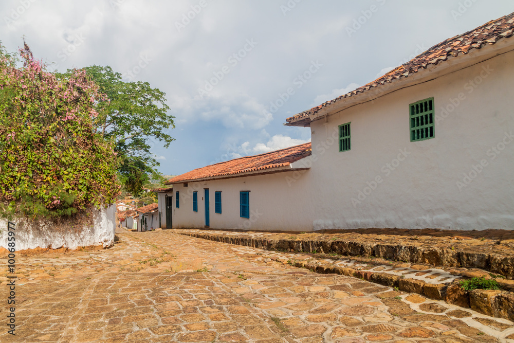 Old colonial houses in Barichara village, Colombia