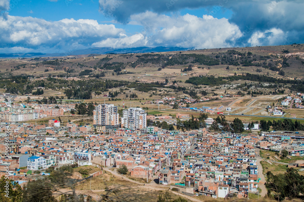 Aerial view of Tunja city, Colombia