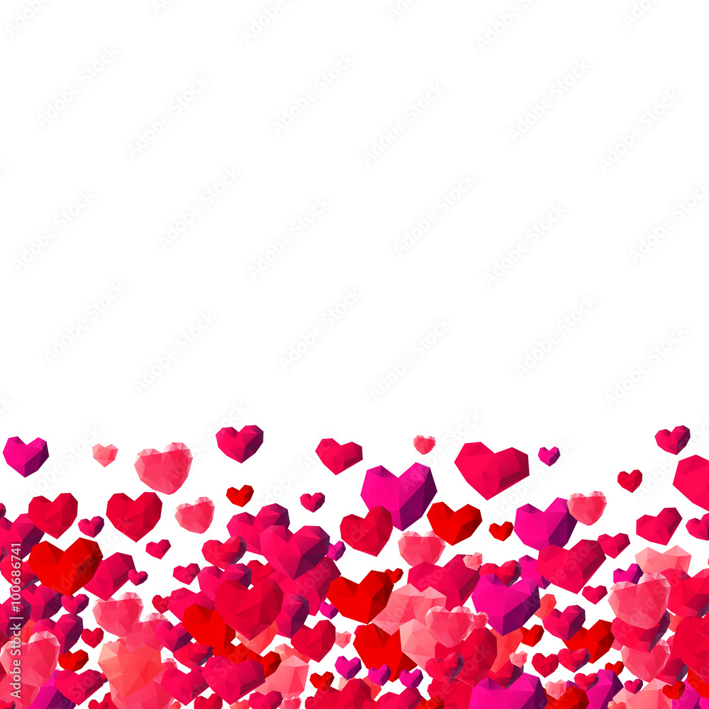 Obraz premium Valentines Day background with scattered triangle hearts