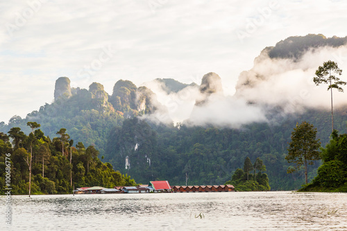 Floating houses or raft houses photo