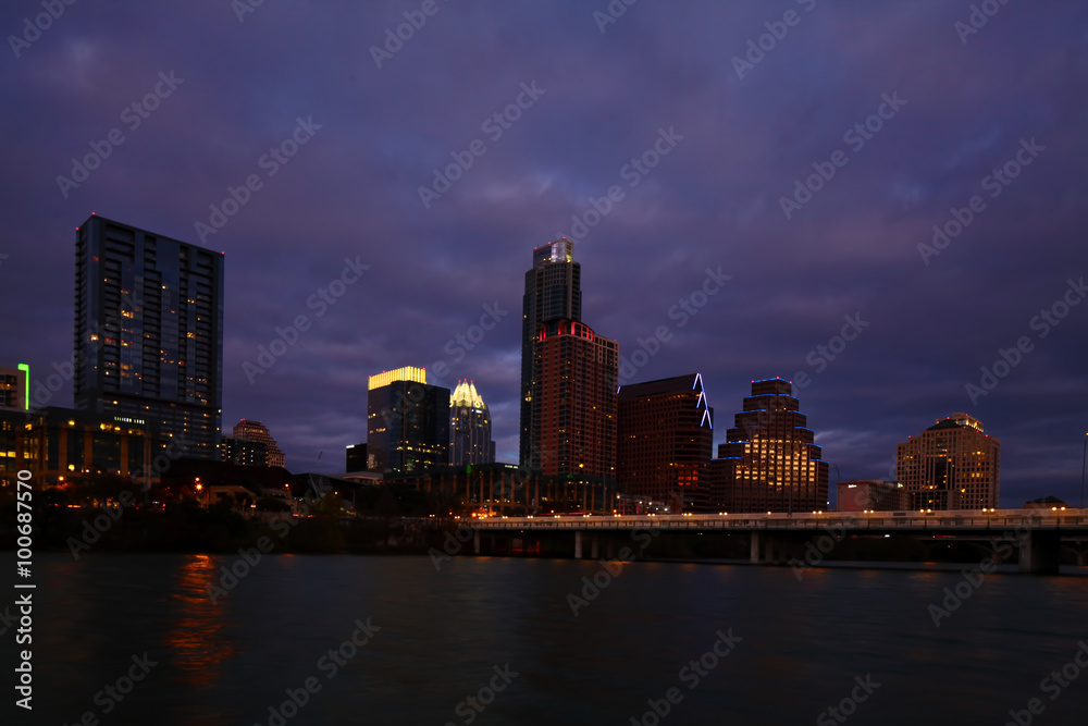 The Austin skyline at night