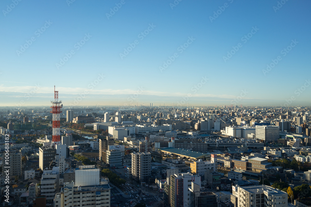 金山駅前ビルから見る名古屋市風景