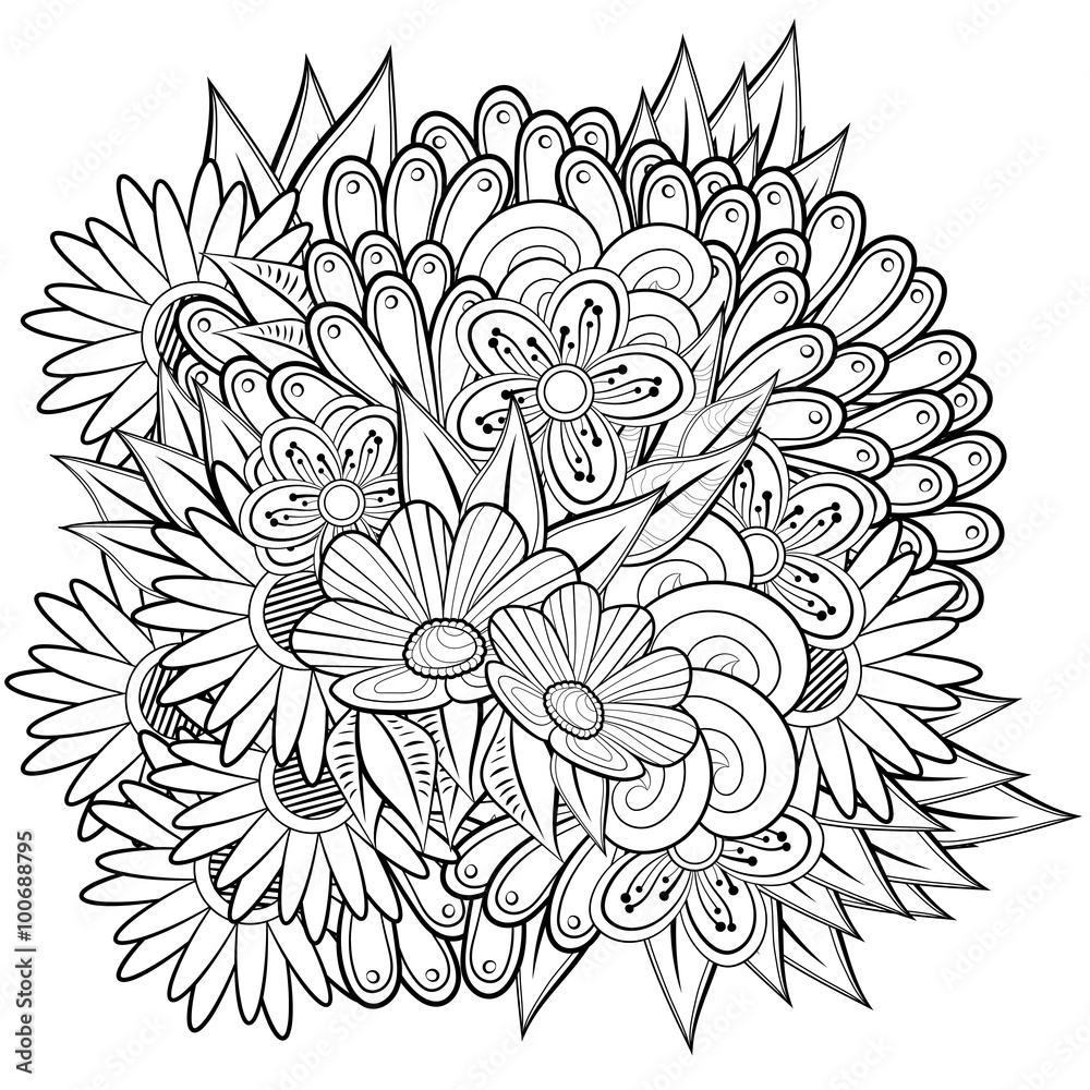 Fototapeta premium Pattern for coloring book. Ethnic retro design