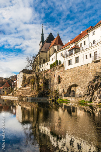 Beautiful view to castle and river Vltava in Cesky Krumlov