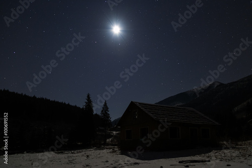 moonkight and stars scenery, mountains