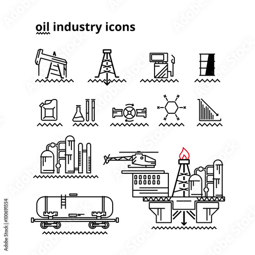 Oil icons outline