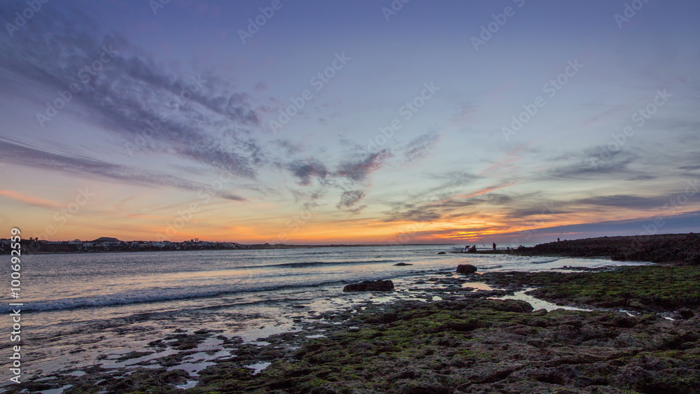 Pan Time lapse Sunset view at Tamarist beach, in Casablanca Pan Time lapse Sunset view at Tamarist beach, in Casablanca