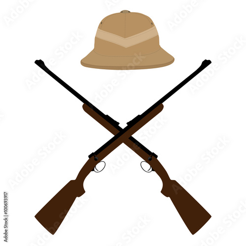 Safari hat and crossed rifles