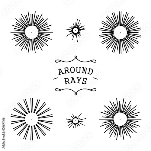 Minimalistic mono line style rays around